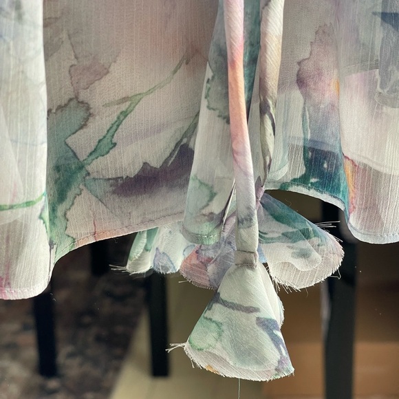 NWT MISA Los Angeles Bina Sheer Top Abstract Pastel Watercolor Size S - Picture 4 of 7
